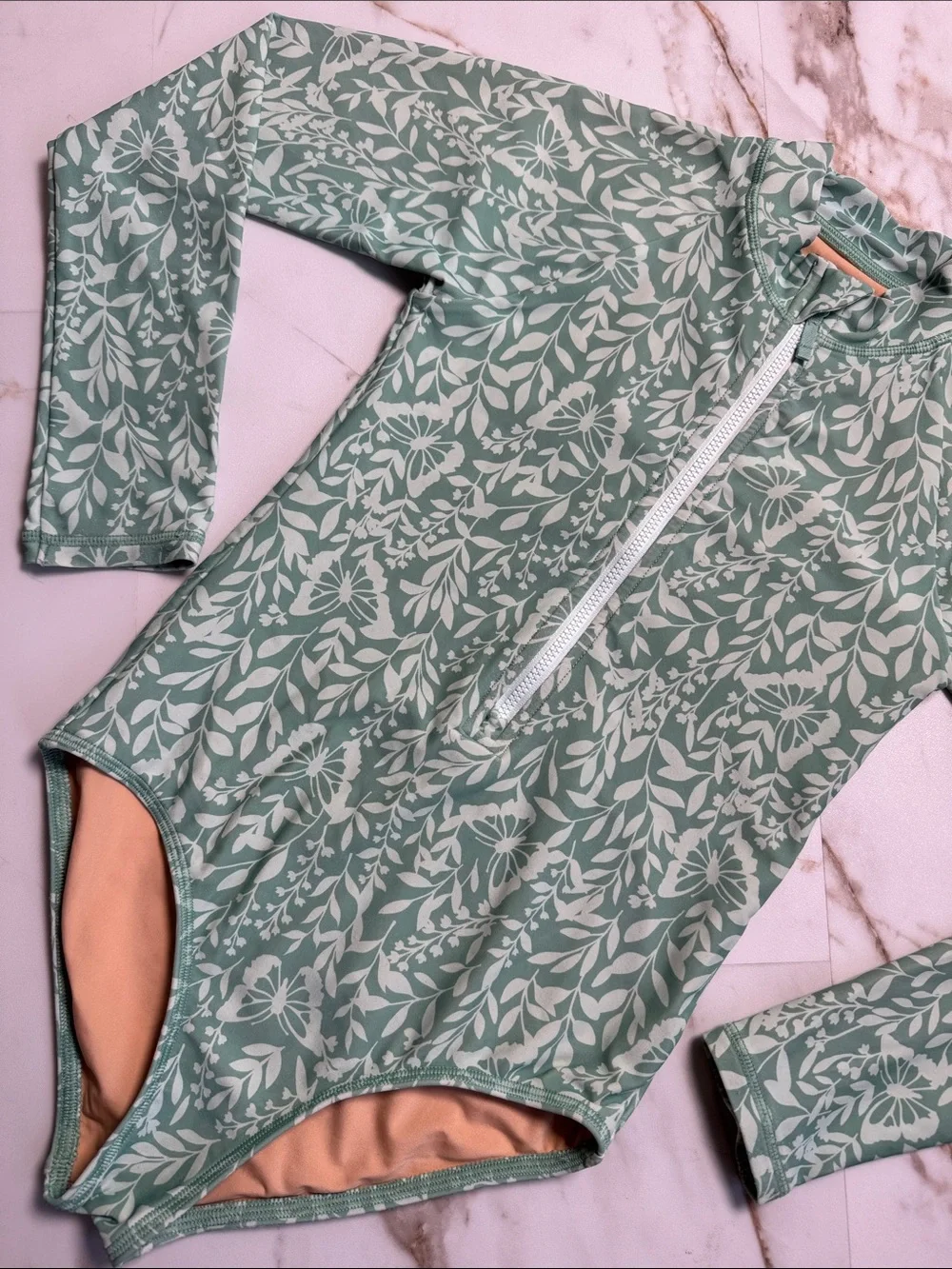 Crewcuts Floral Long Sleeve Rashguard UPF 50+ Beach Surf Summer Sz 8